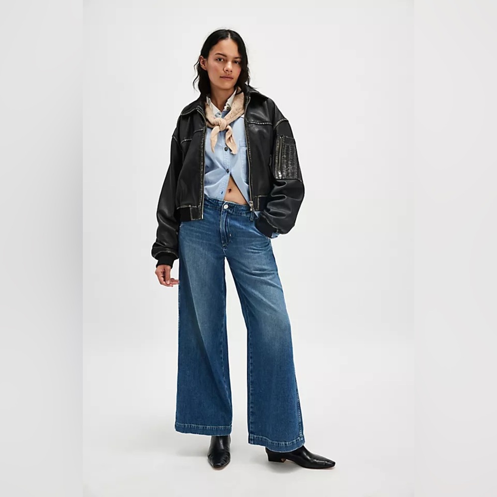 Free People Amo Edith Wide Leg Trouser Jeans